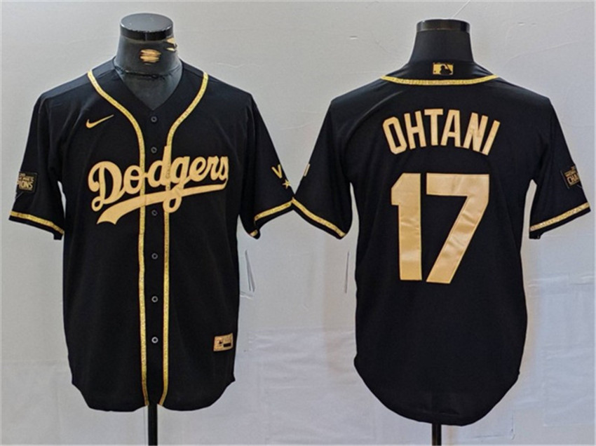 Men's Black Gold Los Angeles Dodgers #17 Shohei Ohtani World Series Champions Cool Base Stitched Baseball Jersey
